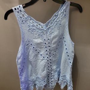 Blue knit blouse
